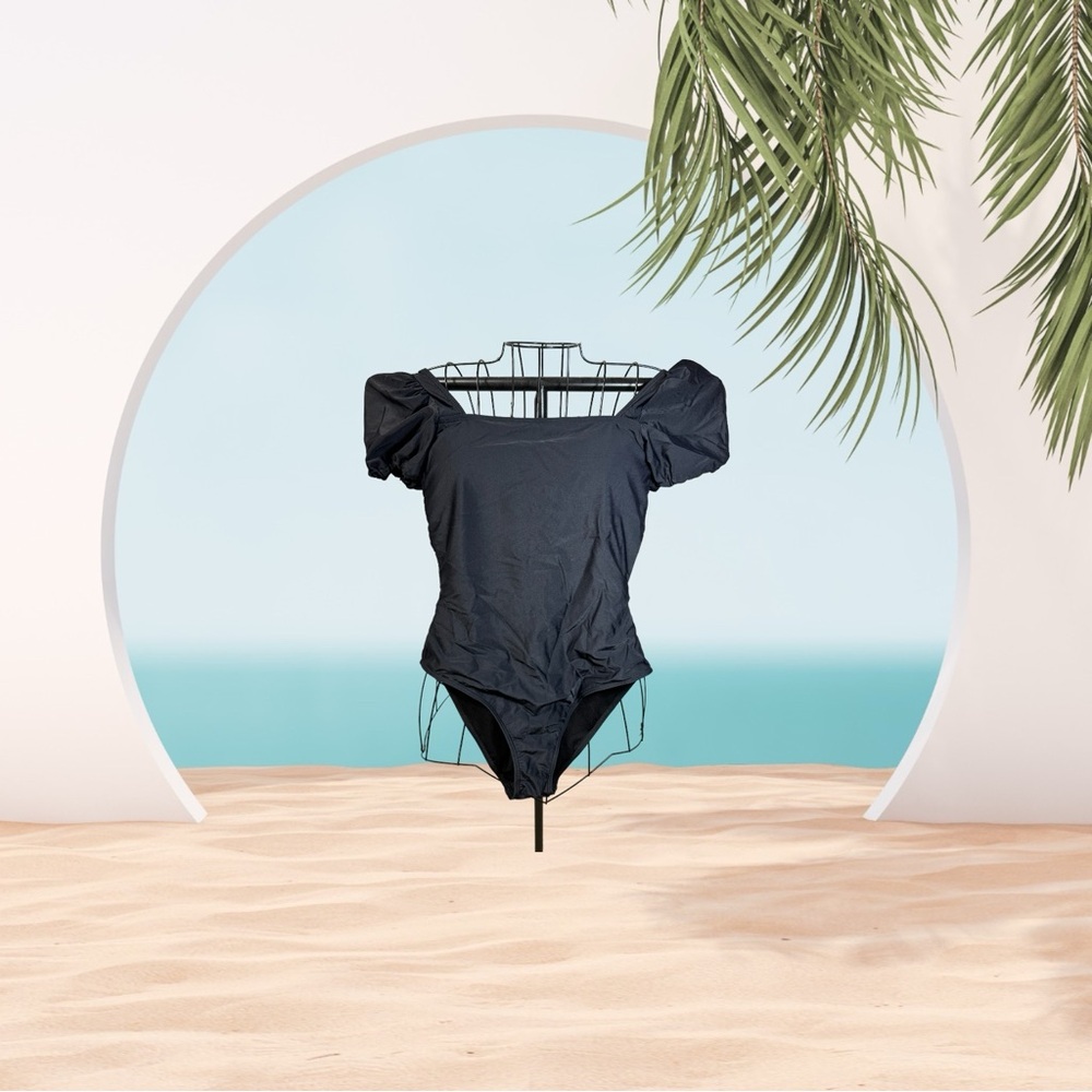 New size S Swimsuit for Women Puff Sleeve Full Coverage One Piece Bathing Suit